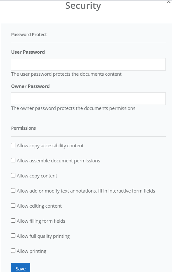 Board Pack Security Options